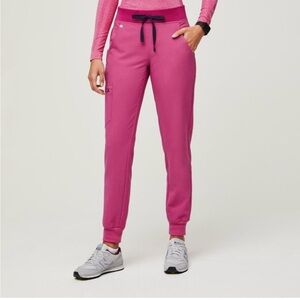 Figs electric orchid Casma-three-pocket scrub top and Zamora-jogger scrub pants
